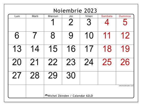 calendar luna noiembrie 2023